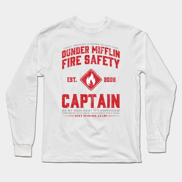 Dunder Mifflin Fire Safety Captain Long Sleeve T-Shirt by huckblade